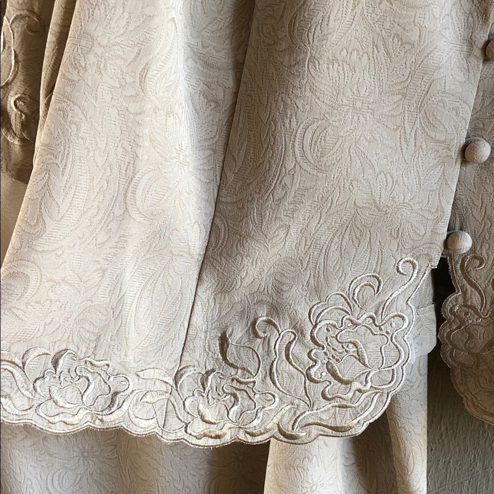 Danny & Nicole Gold-Beige Embroidered Maxi Dress with Jacket Two Pieces Suit - Picture 4 of 16